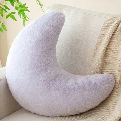 SUSIELADY Plush Moon Pillow, Soft and Cozy Crescent Moon Shaped Stuffed Cushion for Kids and Adults, Decor Pillow for Bed Couch Sofa Bedroom Living Room, 15.74" x 12.99", Purple
