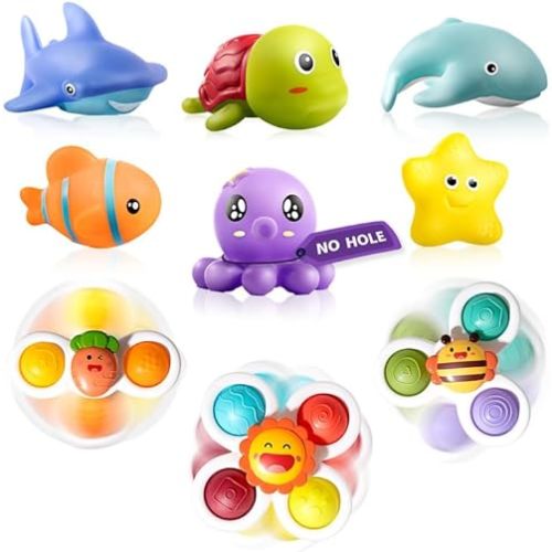 Hely Cancy Infant Bath Toys for 18 Months - No Hole Animal Bathtub Toys, Baby Bath Tub Toys