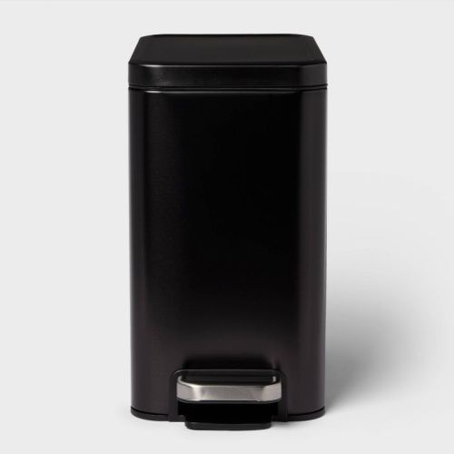10L Stainless Slim Step Trash Can Black - Brightroom™