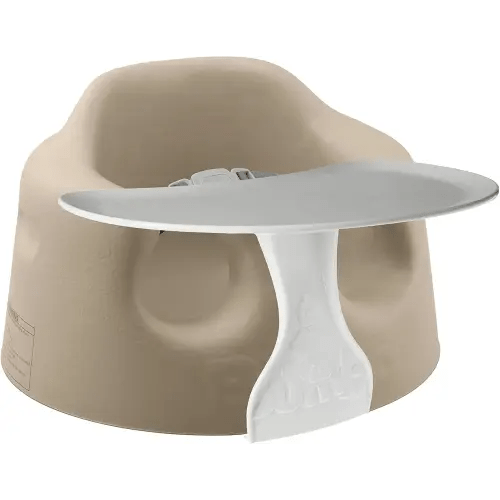 Bumbo Baby Floor Seat, Portable Infant Sit Up Activity & Eating Chair with Tray Accessory, Taupe - Feeding and Sitting Lounger for Babies and Infants Ages 3 to 12 Months