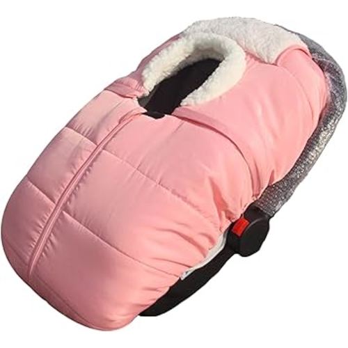 Winter Baby Car Seat Cover, Infant Carrier Cover Cold Weather, Windproof Newborn Warm Carseat for Unisex Babies(Pink)