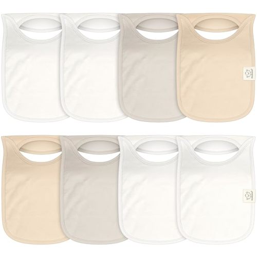 KeaBabies 8-Pack Baby Bibs for Boys, Girls - Pullover Bibs for Drooling Teething Baby Girl & Boy Toddler, Newborn, Soft & Absorbent, Cute Colors, Large Torso Coverage Keep Infant Clean & Dry (Pure)