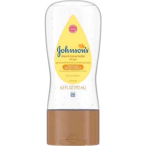 Johnson's Baby Oil Gel, Moisturizing Baby Massage Mineral Oil Enriched with Shea & Cocoa Butter, Dry Skin Relief for Babies, Kids & Adults, Nourishing & Gentle on Delicate Skin, 6.5 fl. oz, 6 Pack