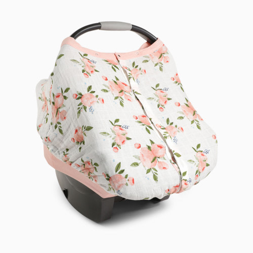 Cotton Muslin Car Seat Canopy - Watercolor Roses