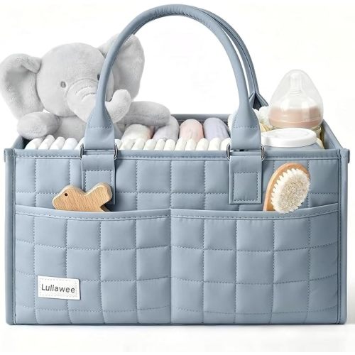 Baby Diaper Caddy Organizer, Portable Nursery Storage Basket with Handle | Nursery Storage Basket, Baby Shower Essentials, Registry Must Have Bag, Caddie Car Organizer for Newborn Boy or Girl