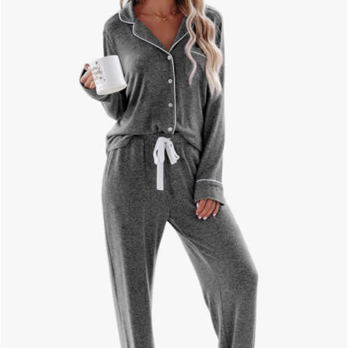 Aamikast Women's Pajama Sets Long Sleeve Button Down Sleepwear Nightwear Soft Pjs Lounge Sets