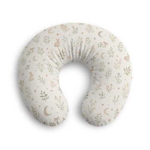 Boho Bunny Moon Nursing Pillow Cover | Neutral Floral Nursing Pillowcase