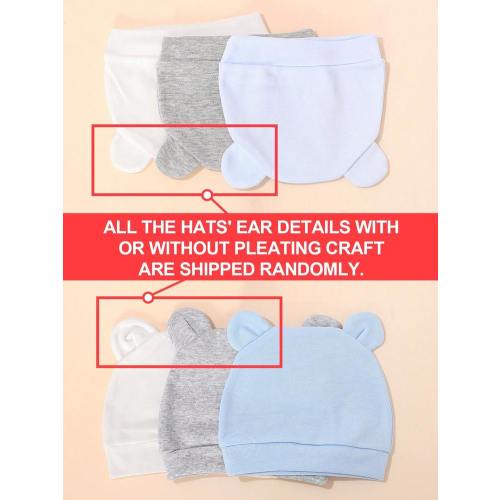 6pcs/Set Random Newborn Baby Boy 0-3M Solid Color & Printed Earflap Warm Beanie Hats, Cute Everyday Infant Accessories | SHEIN USA
