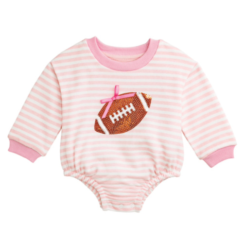 Cute Football Baby Sweatshirt Bubble 6-9M | Mud Pie