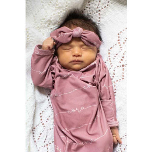 Solid Light Dusty Rose Personalized Newborn Baby Knot Gown