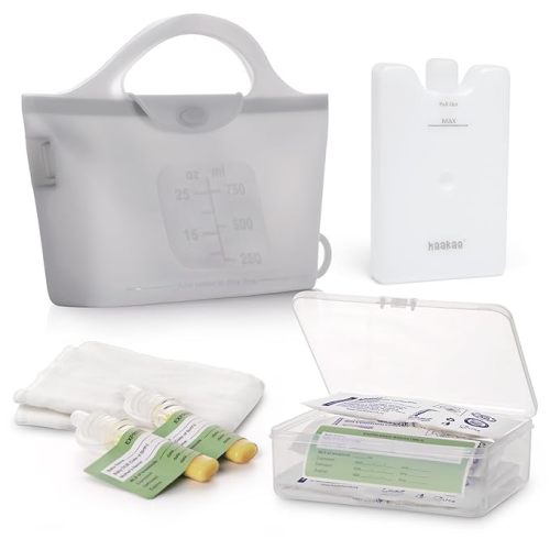 haakaa Silicone Colostrum Collector 4ml, 6pcs & Steriliser Bag & Ice Brick Combo