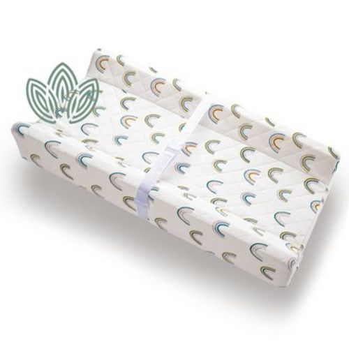 Modera Organic Cotton Contoured Baby Changing Pad w/ Waterproof Foam Mattress, Includes Soft Removable & Washable Cover, Safety Strap, Non-Slip Bottom