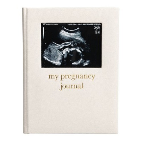 Pearhead Linen Pregnancy Journal with Ultrasound Photo Insert - Cream