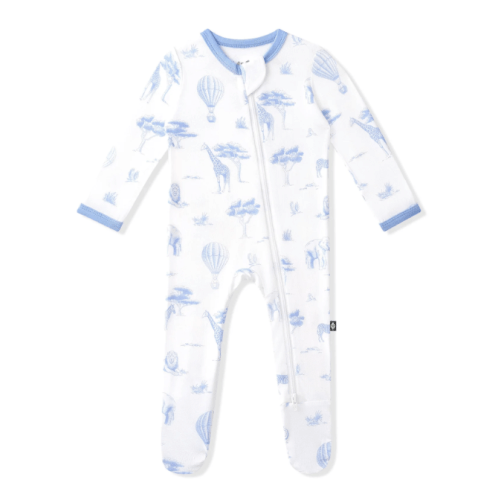 Zippered Footie in Toile Safari (3-6M)