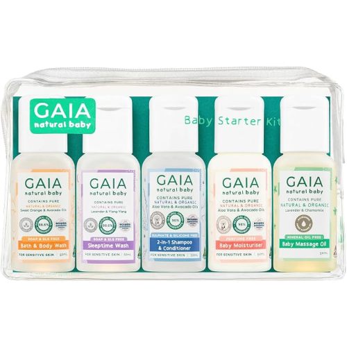 Gaia Natural Baby Starter Kit | Certified Natural Wash | Newborn Essentials | Sensitive Skin Formula | Soap Free | Perfume Free | Gentle Baby Care | Australian Made | 5 Piece