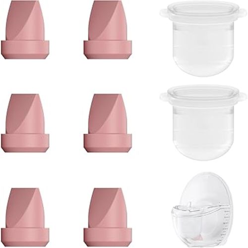 8PC M6 Breast Pump Replacement Accessories, Including 6pcs Duckbill Valve and 2pcs Diaphragms for Momcozy Mobile Style | M6, Replace for Momcozy Pump Parts, Not Original Parts, 8PC Red