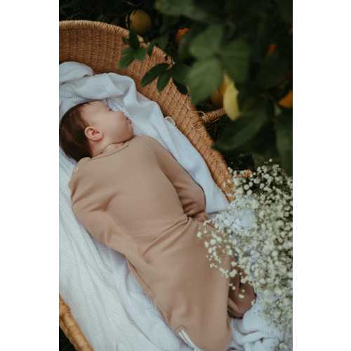 Escape Proof Newborn Swaddle Chocolate: Arms Down Swaddle with Healthy Hip Support