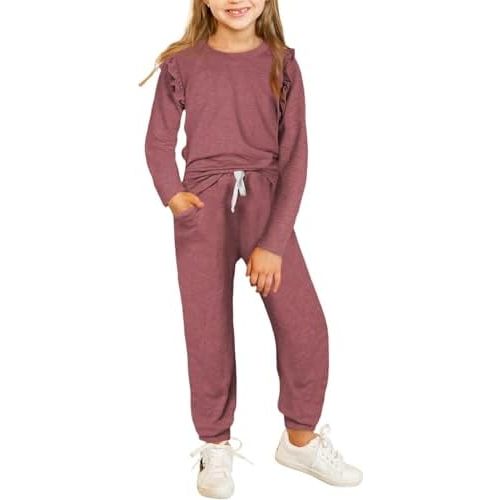 blibean Girls Fashion Fall Clothes Ruffled Sweatsuits Size 4-13 Years