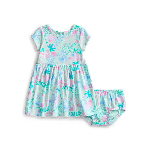 Stitch Baby Girl Print Dress and Matching Diaper Cover Set, 2-Piece, Sizes 0/3M-6/9M