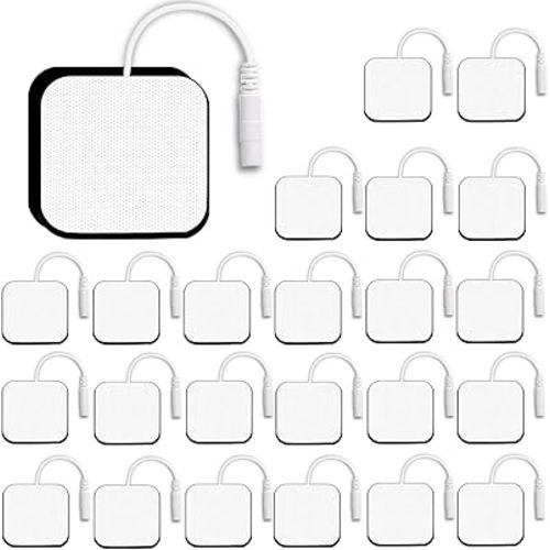 SM Electrodes 24PCS TENS Unit Replacement Pads 2X2, Latex Free Electrodes Use 2mm Pin Connector Lead Wires Compatible with AUVON TENS,TENS 7000,Etekcity,Nicwell Care Tens, TENS Machine