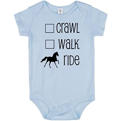 Crawl, Walk, Ride Baby Horse Onesie for Infant Boys & Girls - Equestrian Pony Bodysuit Gift