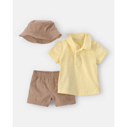 Baby Boy 3-Piece Top, Hat & Short Set - Yellow/Brown | Carter's