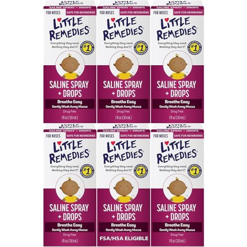 Little Remedies Sterile Baby Saline Nasal Spray and Drops, 1 Fl Oz, 6 Pk
