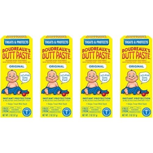 Boudreaux's Butt Paste Diaper Rash Ointment, Zinc Oxide, 2-Ounce Box (Pack of 4)