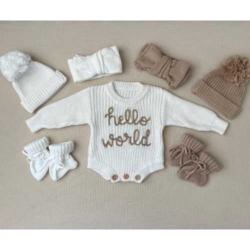 Newborn baby oversized headband, pompom hat, and booties