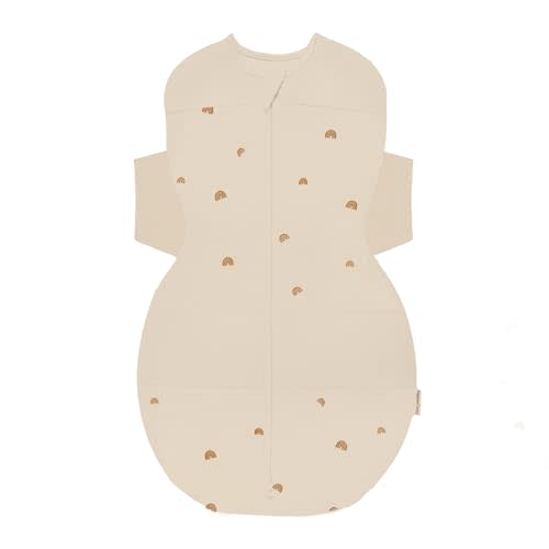 Happiest Baby SNOO Sleep Sack - 100% Organic Cotton Baby Swaddle Blanket - Doctor Designed Promotes Healthy Hip Development (Tan Rainbows, Small)
