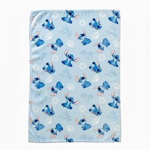 Cudlie Stitch Blanket | Lilo & Stitch Baby Blanket | Stich's Fleece Throw | Lilo & Stich's Newborn Blankets | 30" X 40" | Blue | Officially Licensed