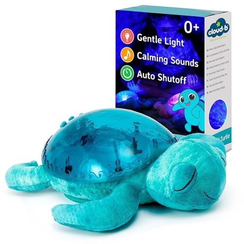 Cloud b Tranquil Turtle Aqua - White Noise Machine Baby, Baby Night Light & Portable White Noise Machine - Soothing Ocean Waves & Underwater Melodies, Cry Sensor, Rechargeable, Eco-Friendly