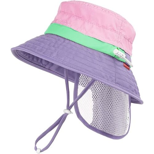HECCEI Baby Sun Hat with Neck Flap, Windproof, Sunscreen, Warm, UPF 50+ DryShade SkyCandy Outdoor Beach Hat for 0-24 Months