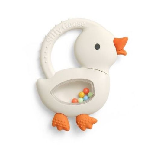 Itzy Ritzy Bitzy Shake Silicone Baby Teether with Rattle - Goose