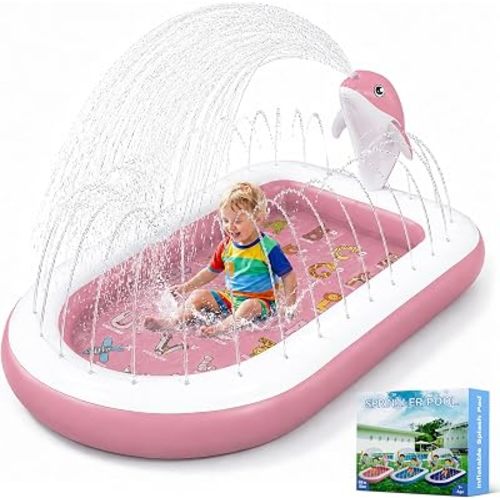 Splash Pads for Toddlers 1-3, Dolphin Toy Sprinkler for Kids, Outdoor Play Mat for Babies, 68" Backyard Inflatable Kiddie Pool, Splash Pad for Kids Ages 4-8, Birthday Gifts for 1 Year Old Boy Girl