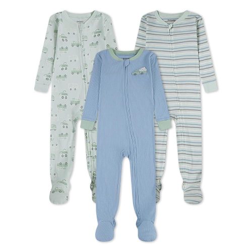 HUGGIES unisex-baby 3-pack Footed Coverall Pajamas