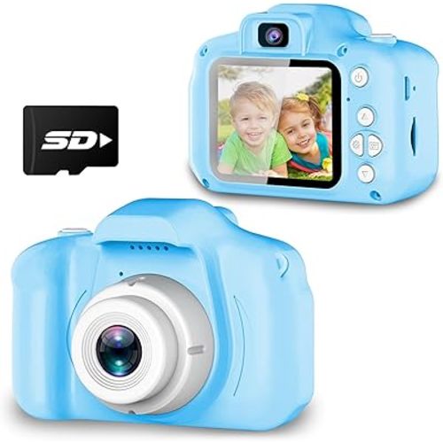 Seckton Upgrade Kids Selfie Camera, Christmas Birthday Gifts for Boys Age 3-9, HD Digital Video Cameras for Toddler, Portable Toy for 3 4 5 6 7 8 Year Old Boy with SD Card-Blue