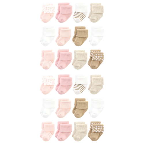 Hudson Baby Cotton Rich Baby Terry Socks 24-Pack, Pink Cheetah, 0-6 Months