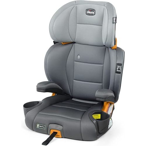 Chicco KidFit ClearTex Plus 2-in-1 Belt-Positioning Booster Car Seat, Backless and High Back Booster Seat, for Children Aged 4 Years and up and 40-100 lbs. | Drift/Grey