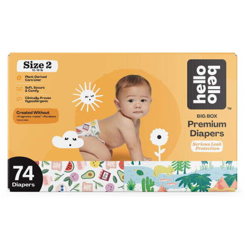 Hello Bello Premium Quality Disposable Diapers, Size 2, 74 Count
