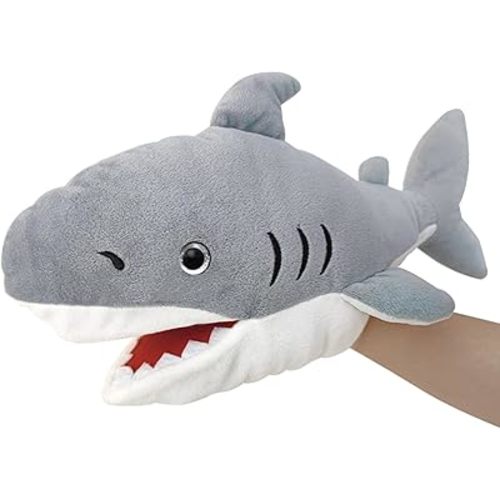 Shark Hand Puppet Realistic Plush Puppet 13", Puppets for Kids Ocean Animal Hand Puppet with Moveable Mouth,Soft Stuffed Shar k Puppet Story Toys Shark Puppets Role Play Teaching Gift