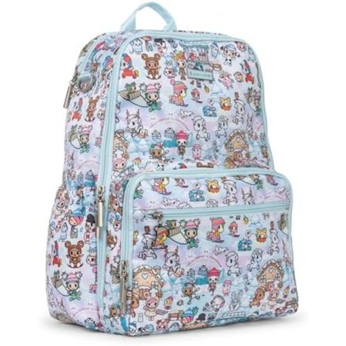 JuJuBe Zealous Diaper Bag, tokidoki Snow Day, Backpack and Fashionable Lightweight Travel Bag with 9 Pockets for Organization, Baby Bottles, Diapers, Pacifier, Snacks, Padded Adjustable Back Straps