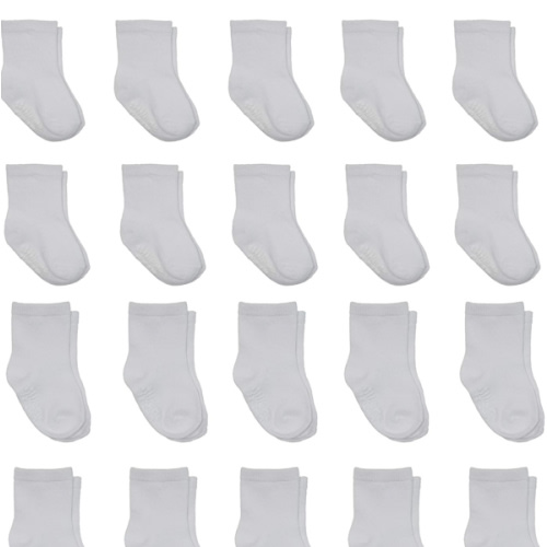 Little Me 20-Pack Newborn Baby Infant & Toddler Unisex Socks, 0-12/12-24 Months, Assorted Size Pack, White