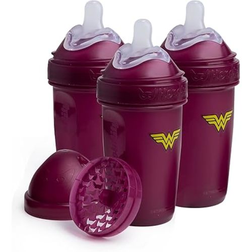 Herobility Anti-Colic Baby Bottles 8.5 fl oz/240ml -Pack of 3 Plastic Baby Bottles, Slow Flow Plastic Bottles, Breast Shaped Teat for Breastfed Babies, Small Baby Bottles, Swedish Design, Wonder Woman