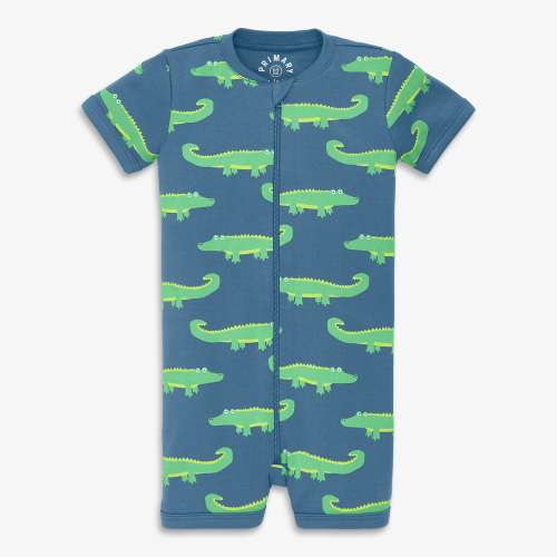 Baby organic zip shortie - Moonlight / alligators / 3-6