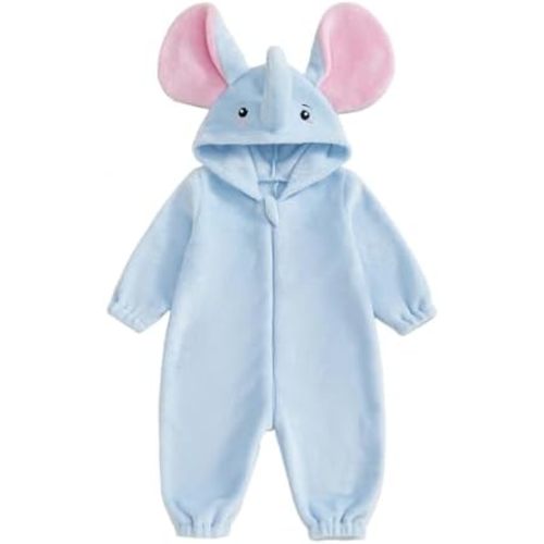 woshilaocai Newborn Baby Animal Jumpsuit Boy Girl Zipper Hooded Romper Warm Cute Infant Winter Clothes