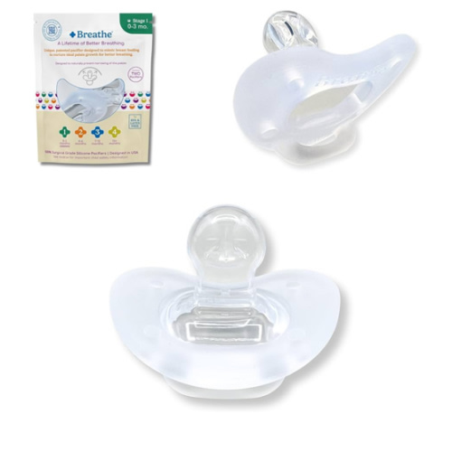 Breathe Baby Pacifier – Patented Design for Natural Oral & Facial Development - BPA-Free, Latex-Free, Pediatrician Developed - Dishwasher Safe 2 Pack (Stage 1: 0-3 Months)