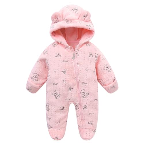 Fairy Baby Newborn Baby Bear Suit Thin Fleece Footie Romper Snowsuit Hooded Jumpsuit Bodysuit Winter Clothes Boy Girl 0-12M
