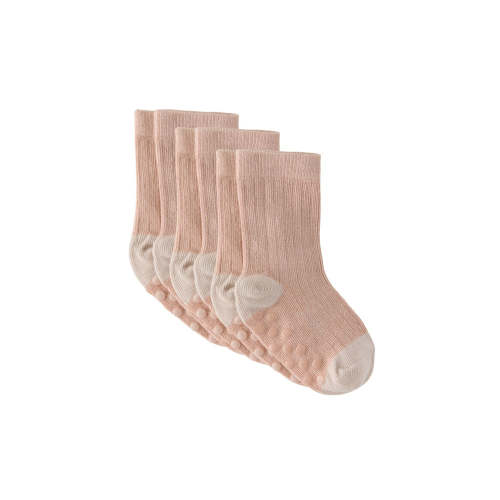 Crew Socks with grips 3 Pack - Blush