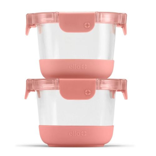 Ello 4pc 2c Glass Refresh Round Food Storage Container Set Terracotta Orange: Oven & Microwave Safe, Dishwasher Safe